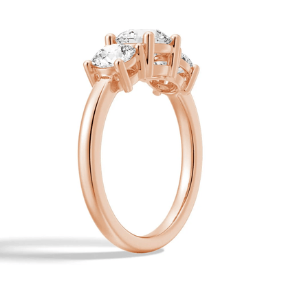 Classic Three Stone Moissanite Wedding Ring – Round Brilliant Cut - Novelle Vow