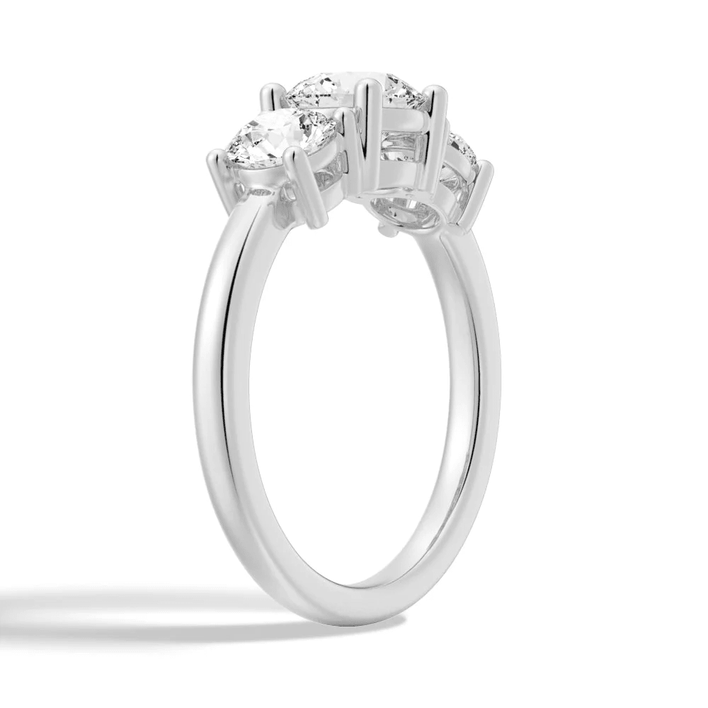 Classic Three Stone Moissanite Wedding Ring – Round Brilliant Cut - Novelle Vow