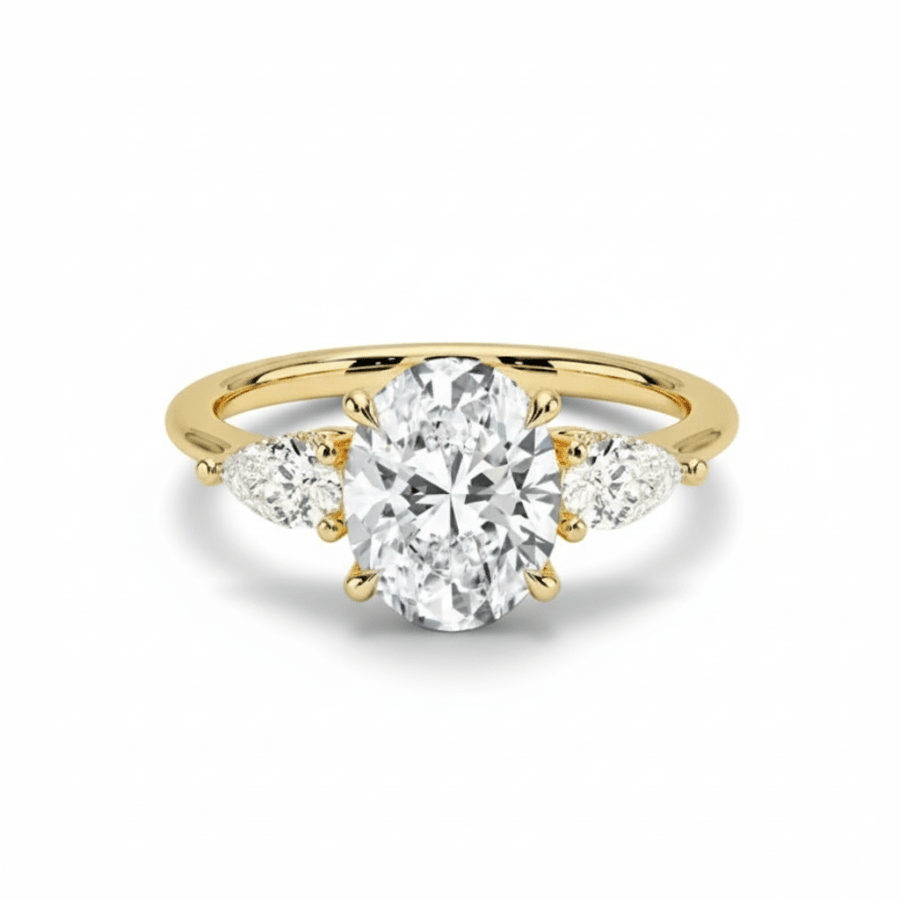 Classic Three - Stone Oval Moissanite Engagement Ring - Novelle Vow