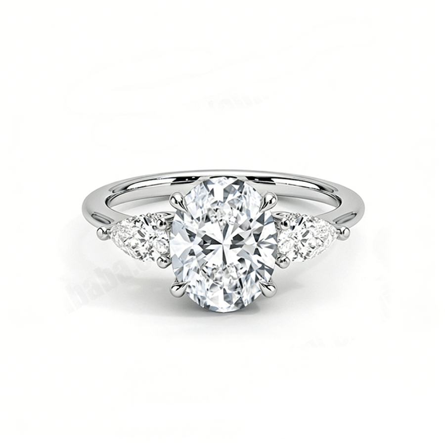 Classic Three - Stone Oval Moissanite Engagement Ring - Novelle Vow