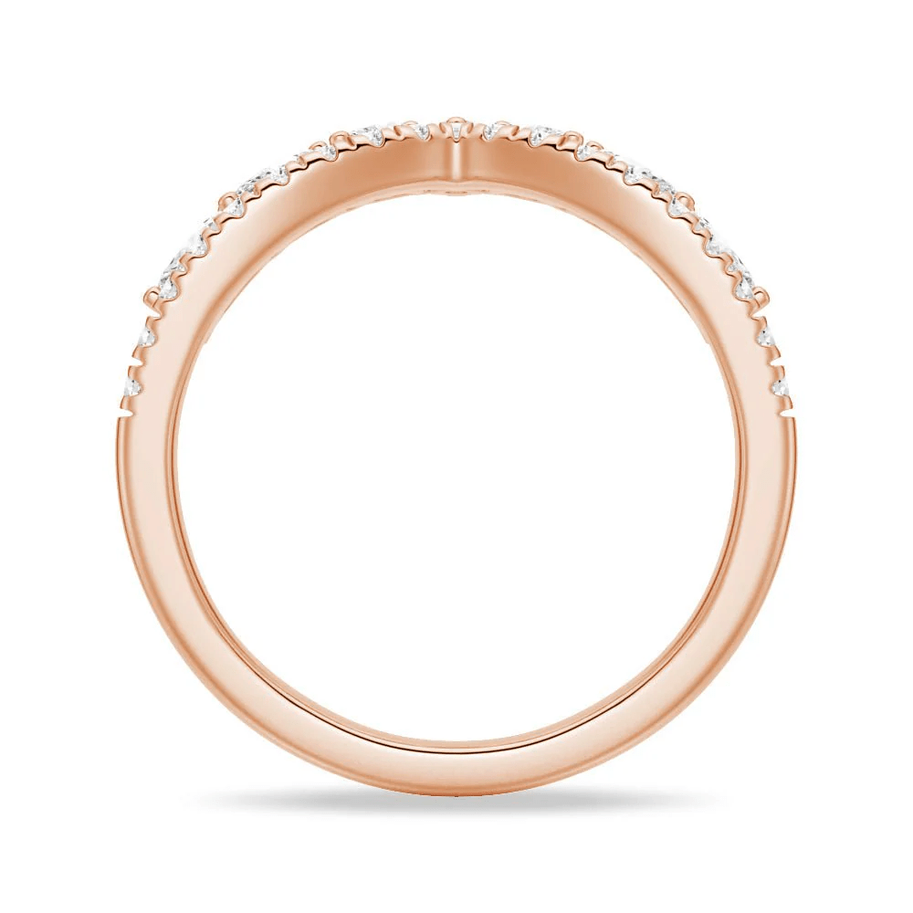Curved Crown Marquise Round Moissanite Wedding Band - Novelle Vow