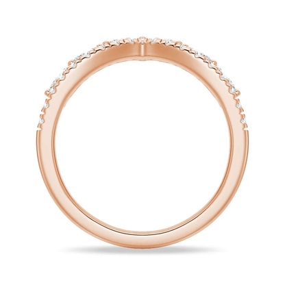 Curved Crown Marquise Round Moissanite Wedding Band - Novelle Vow