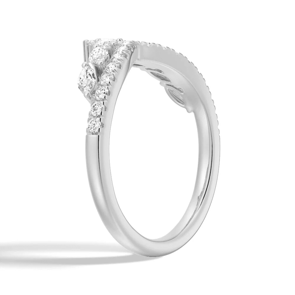 Curved Crown Marquise Round Moissanite Wedding Band - Novelle Vow