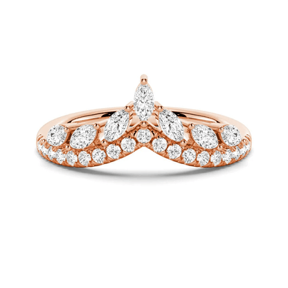 Curved Crown Marquise Round Moissanite Wedding Band - Novelle Vow