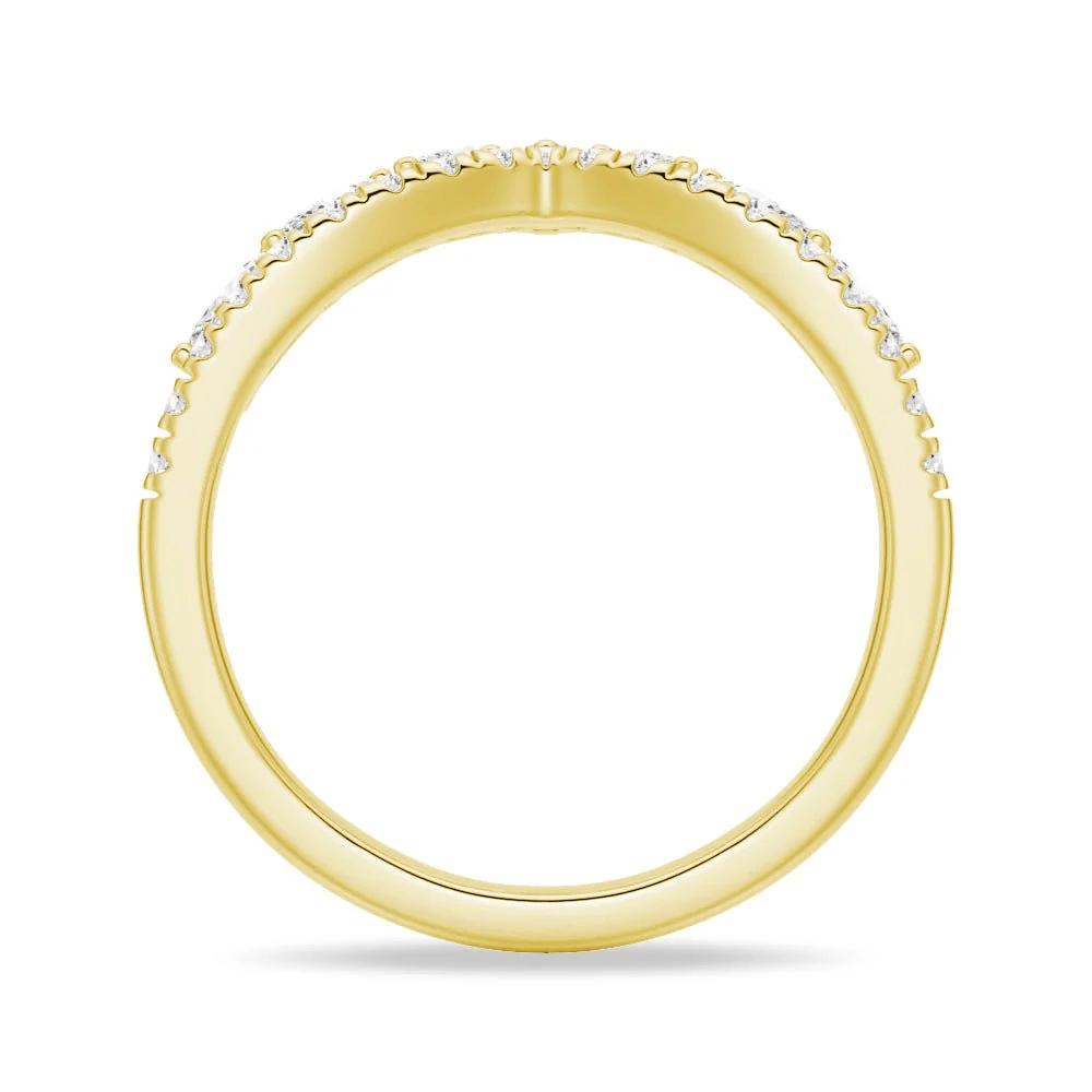 Curved Crown Marquise Round Moissanite Wedding Band - Novelle Vow