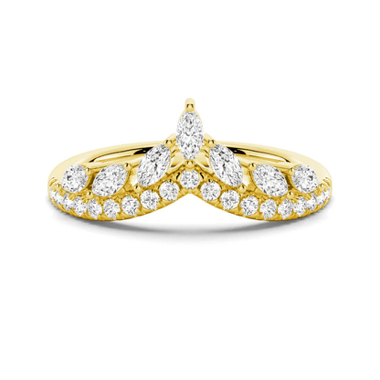 Curved Crown Marquise Round Moissanite Wedding Band - Novelle Vow