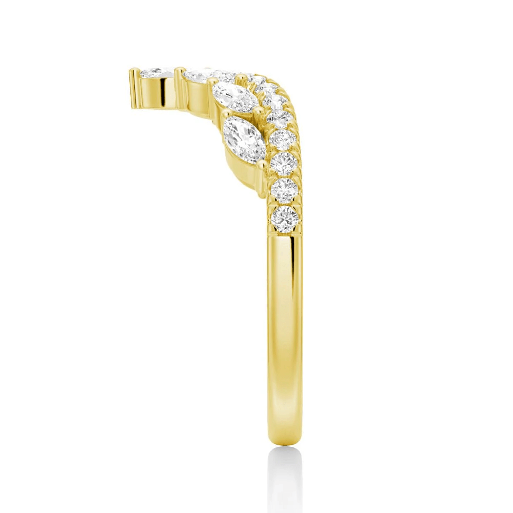 Curved Crown Marquise Round Moissanite Wedding Band - Novelle Vow