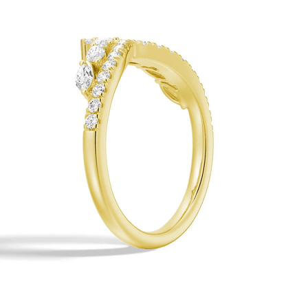 Curved Crown Marquise Round Moissanite Wedding Band - Novelle Vow