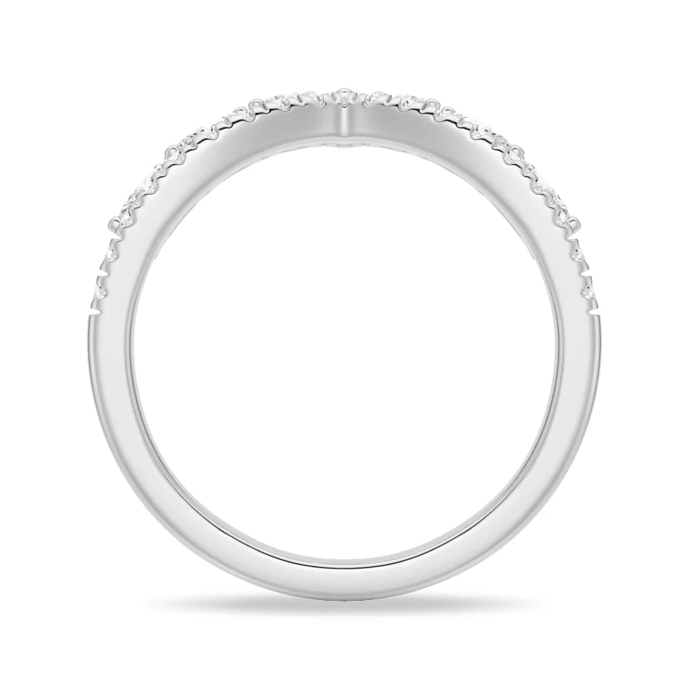 Curved Crown Marquise Round Moissanite Wedding Band - Novelle Vow