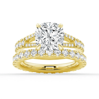 Cushion-Cut Moissanite Bridal Set with Split-Shank Band - Novelle Vow