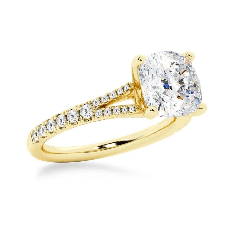 Cushion-Cut Moissanite Bridal Set with Split-Shank Band - Novelle Vow