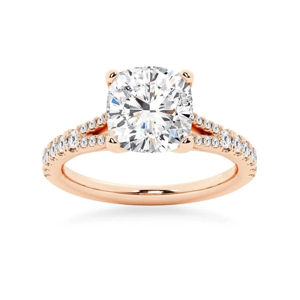 Cushion-Cut Moissanite Bridal Set with Split-Shank Band - Novelle Vow