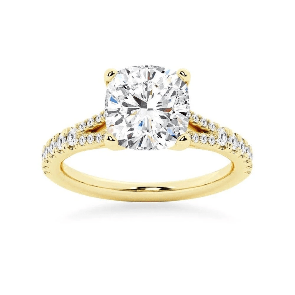 Cushion-Cut Moissanite Bridal Set with Split-Shank Band - Novelle Vow