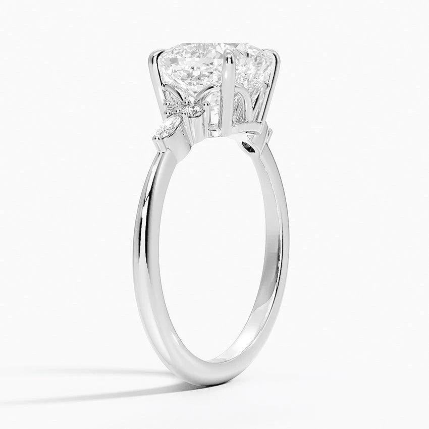 Cushion-Cut Moissanite Engagement Ring with Botanical Accents - Novelle Vow