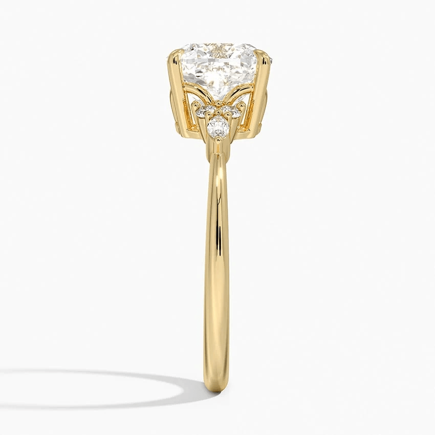 Cushion-Cut Moissanite Engagement Ring with Botanical Accents - Novelle Vow