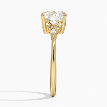 Cushion-Cut Moissanite Engagement Ring with Botanical Accents - Novelle Vow