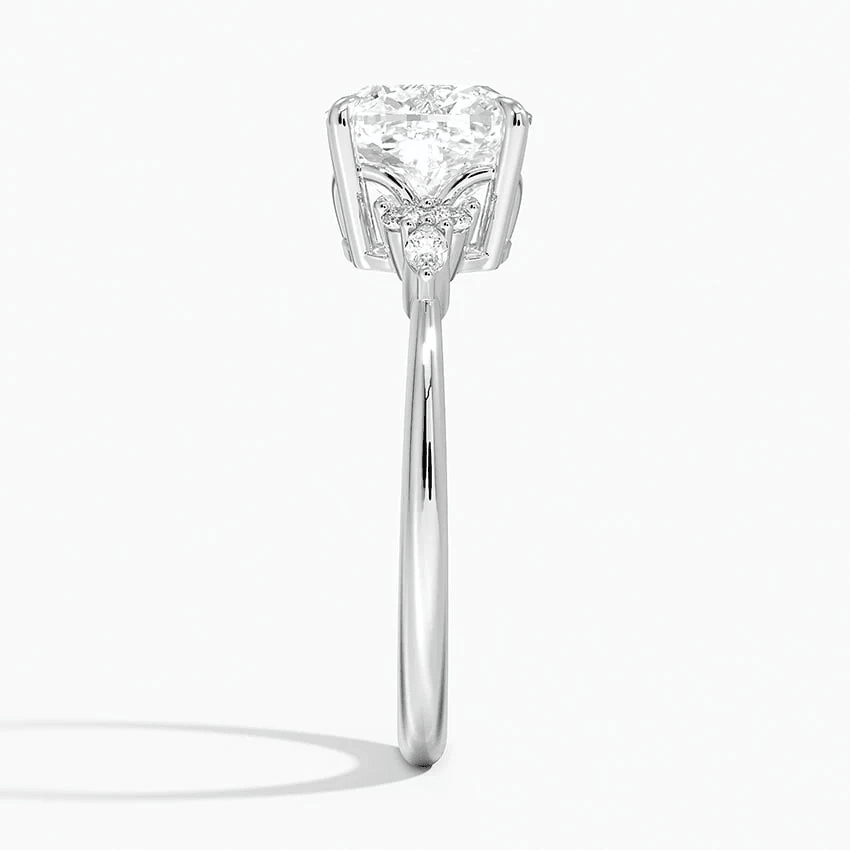 Cushion-Cut Moissanite Engagement Ring with Botanical Accents - Novelle Vow