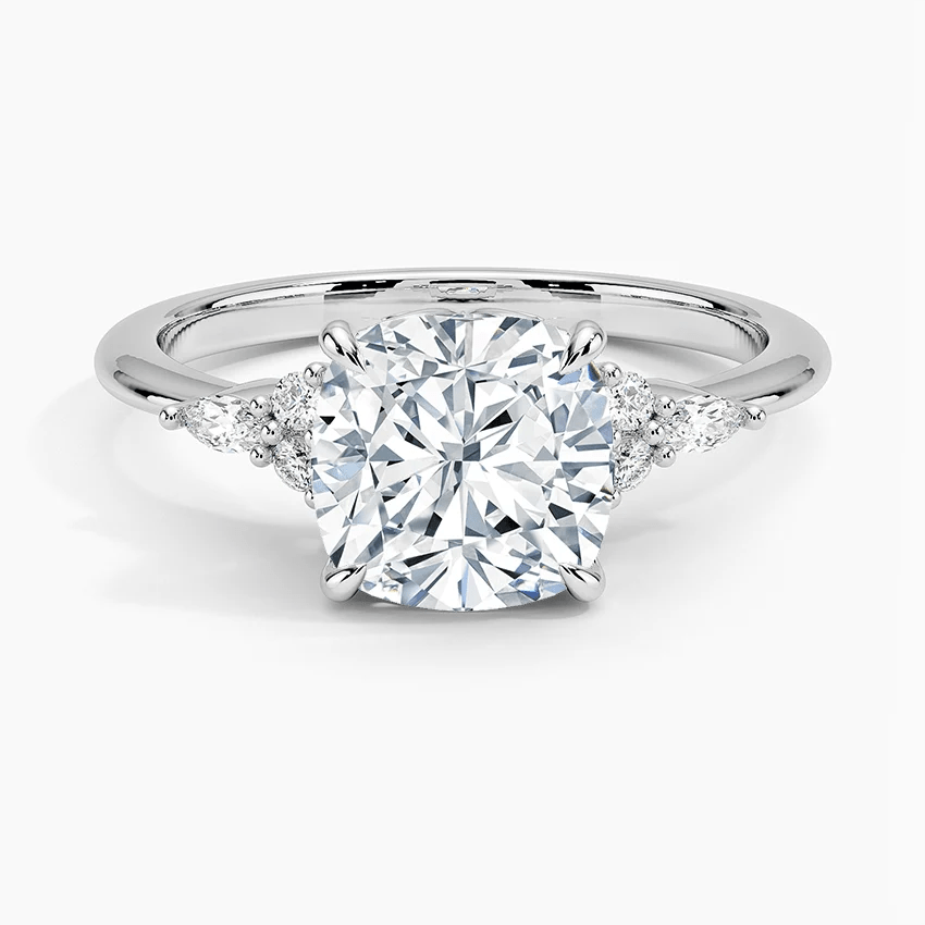 Cushion-Cut Moissanite Engagement Ring with Botanical Accents - Novelle Vow