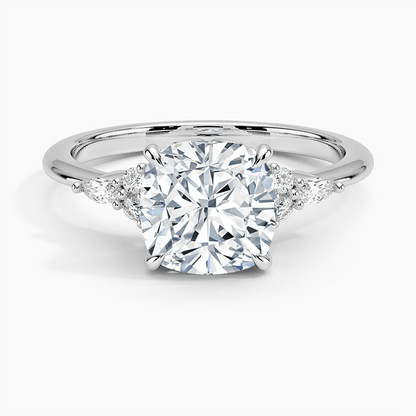 Cushion-Cut Moissanite Engagement Ring with Botanical Accents - Novelle Vow