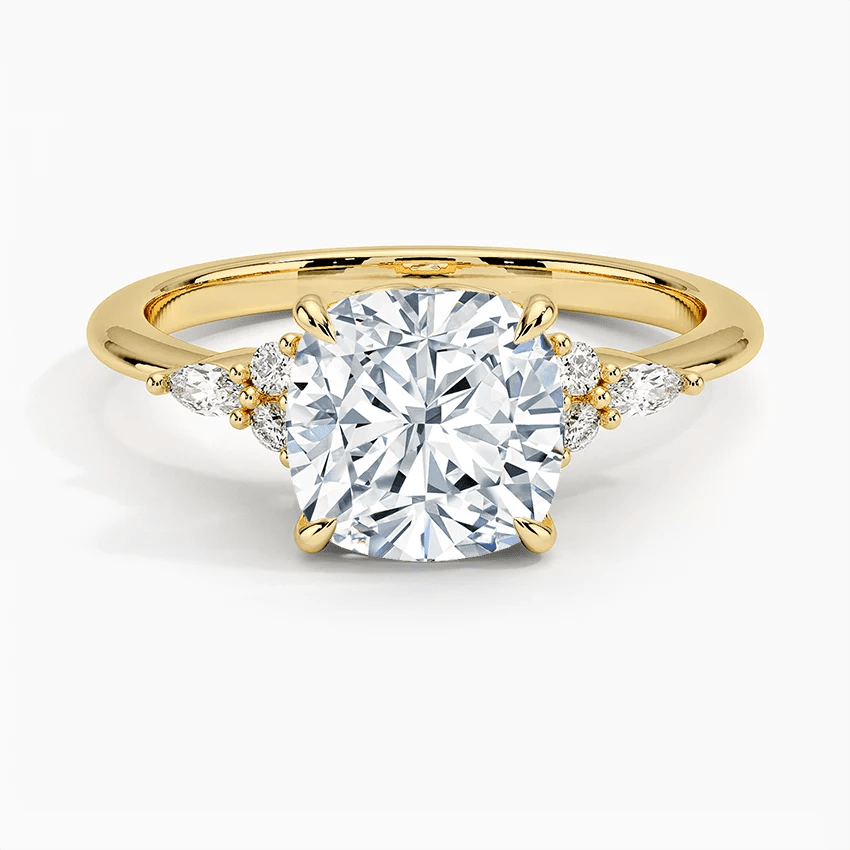 Cushion-Cut Moissanite Engagement Ring with Botanical Accents - Novelle Vow