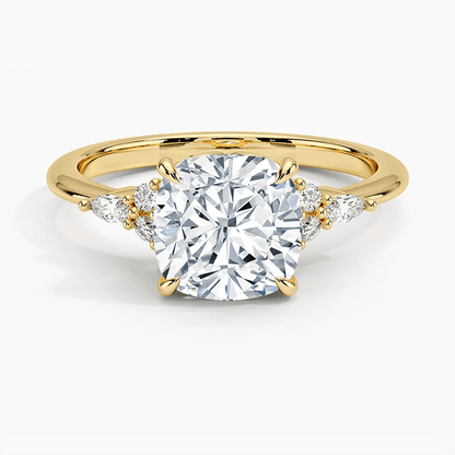 Cushion-Cut Moissanite Engagement Ring with Botanical Accents - Novelle Vow