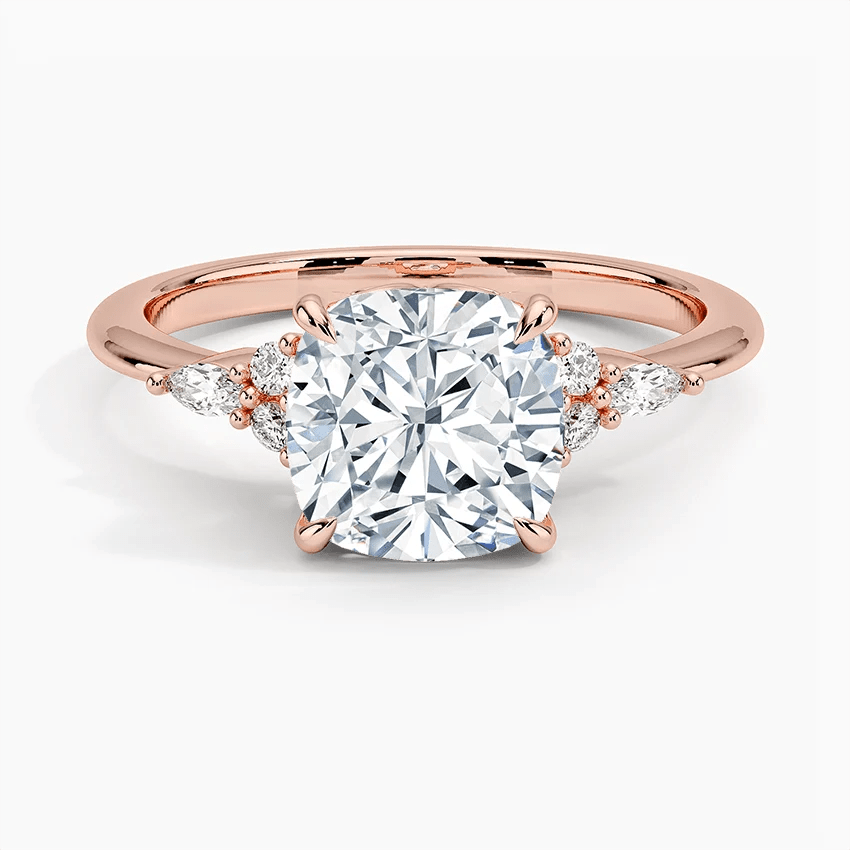 Cushion-Cut Moissanite Engagement Ring with Botanical Accents - Novelle Vow
