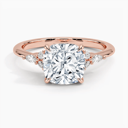 Cushion-Cut Moissanite Engagement Ring with Botanical Accents - Novelle Vow