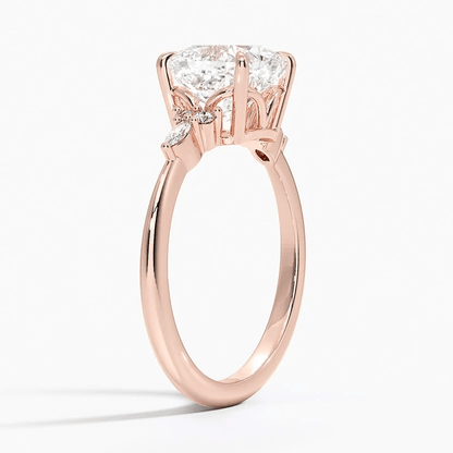 Cushion-Cut Moissanite Engagement Ring with Botanical Accents - Novelle Vow