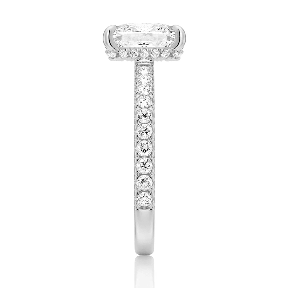 Cushion-Cut Moissanite Engagement Ring with Hidden Halo - Novelle Vow