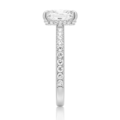 Cushion-Cut Moissanite Engagement Ring with Hidden Halo - Novelle Vow