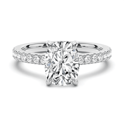 Cushion-Cut Moissanite Engagement Ring with Hidden Halo - Novelle Vow