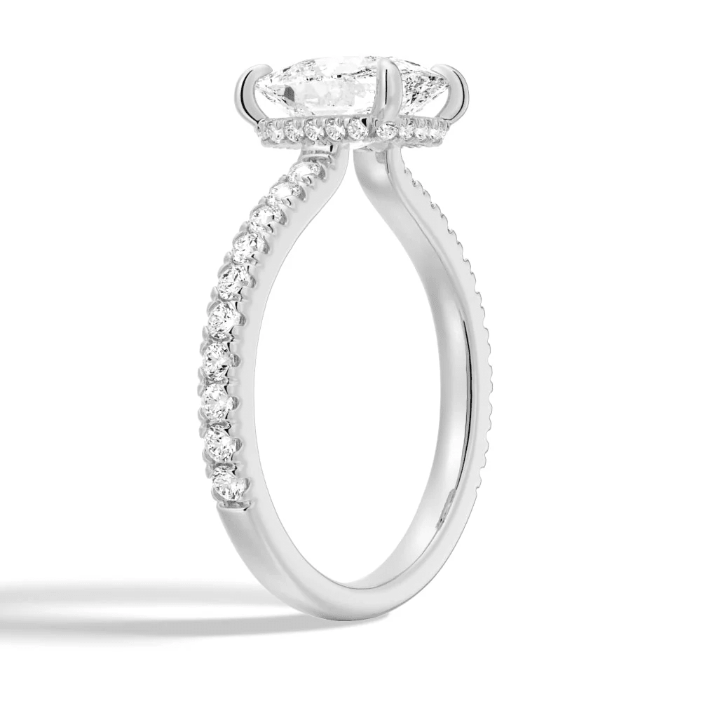 Cushion-Cut Moissanite Engagement Ring with Hidden Halo - Novelle Vow