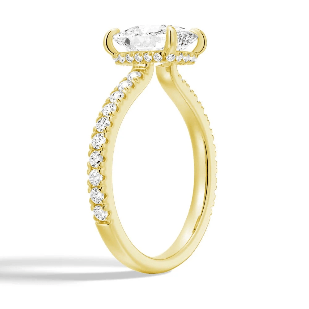 Cushion-Cut Moissanite Engagement Ring with Hidden Halo - Novelle Vow