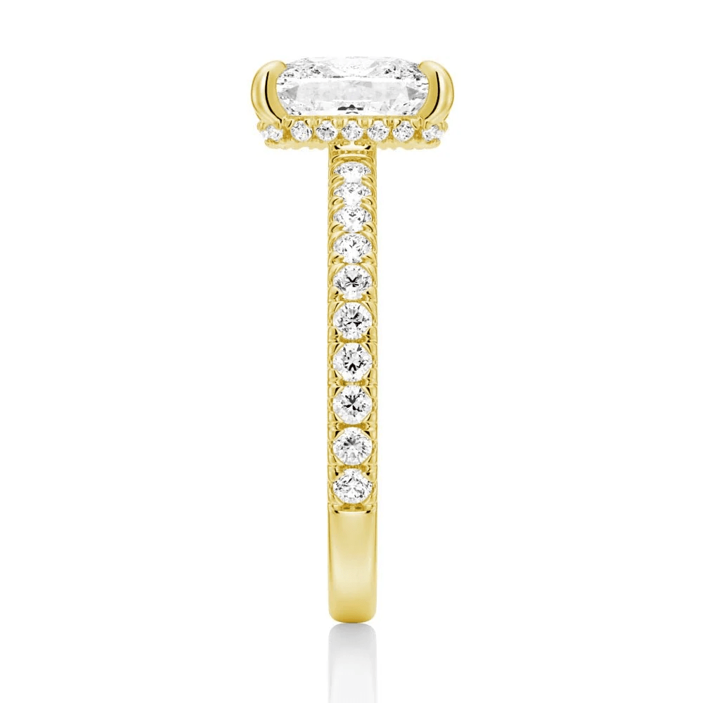 Cushion-Cut Moissanite Engagement Ring with Hidden Halo - Novelle Vow