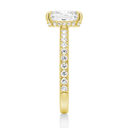 Cushion-Cut Moissanite Engagement Ring with Hidden Halo - Novelle Vow