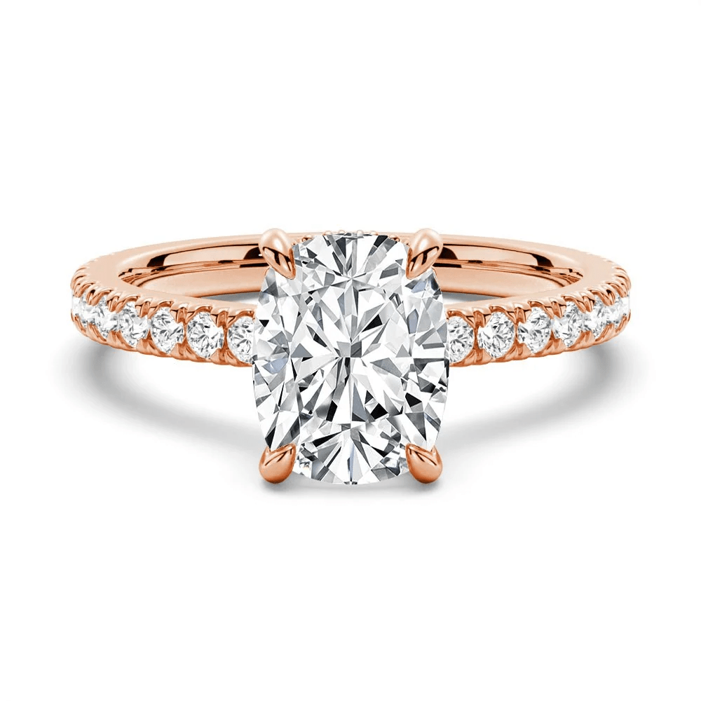 Cushion-Cut Moissanite Engagement Ring with Hidden Halo - Novelle Vow