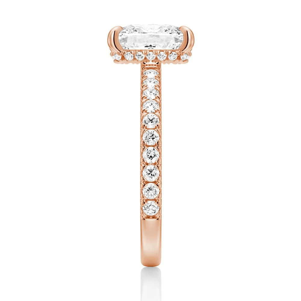 Cushion-Cut Moissanite Engagement Ring with Hidden Halo - Novelle Vow