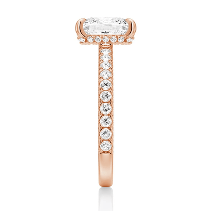 Cushion-Cut Moissanite Engagement Ring with Hidden Halo - Novelle Vow