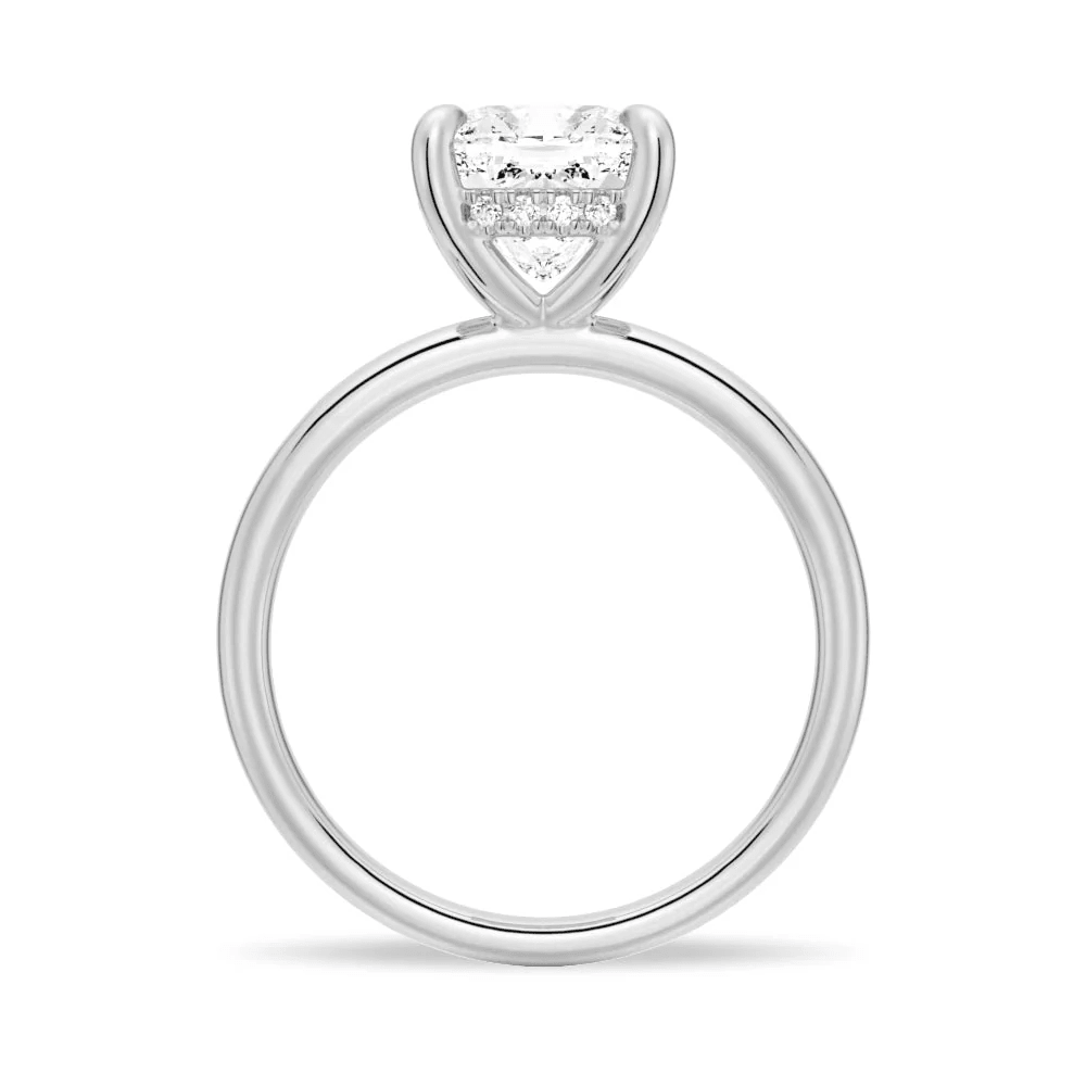 Cushion-Cut Moissanite Solitaire Ring with Hidden Halo - Novelle Vow