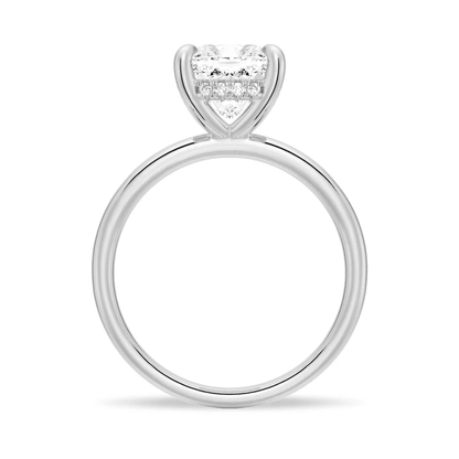 Cushion-Cut Moissanite Solitaire Ring with Hidden Halo - Novelle Vow