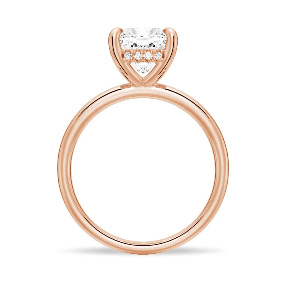 Cushion-Cut Moissanite Solitaire Ring with Hidden Halo - Novelle Vow