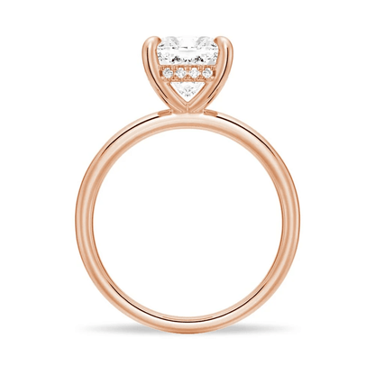 Cushion-Cut Moissanite Solitaire Ring with Hidden Halo - Novelle Vow