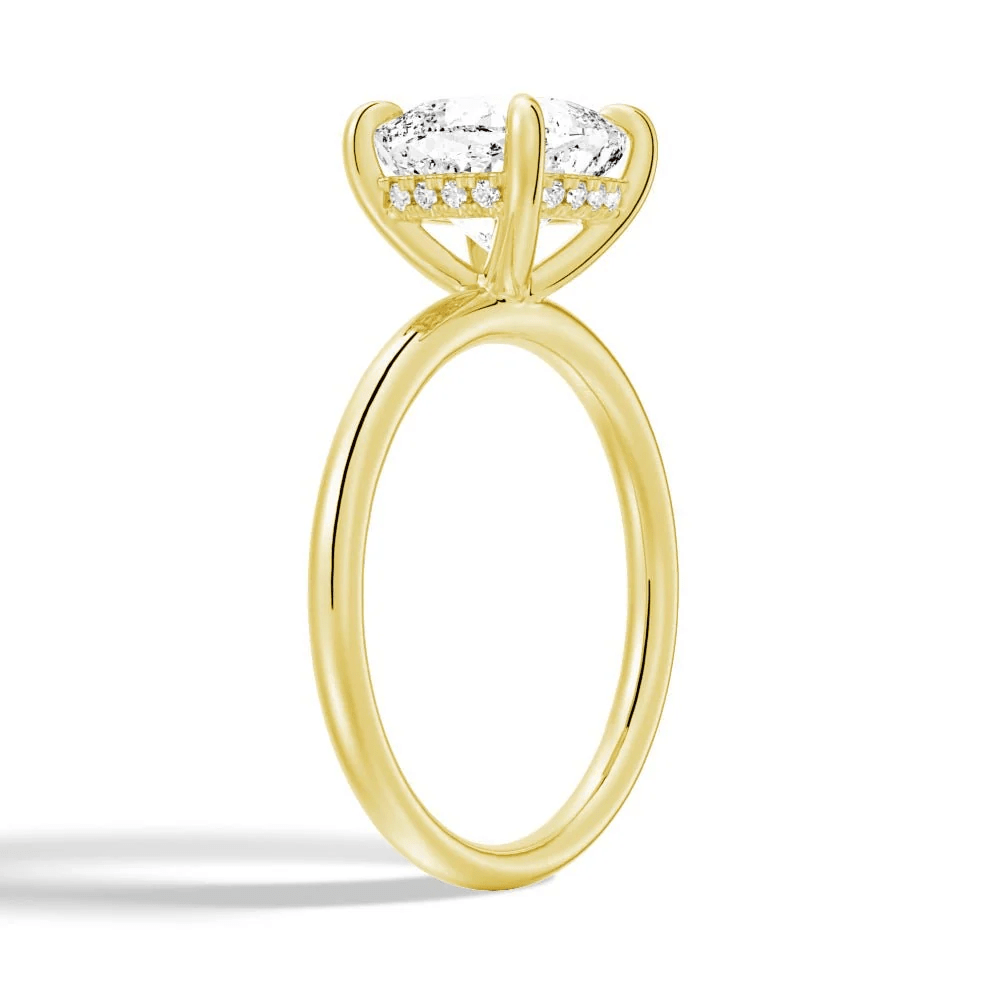 Cushion-Cut Moissanite Solitaire Ring with Hidden Halo - Novelle Vow