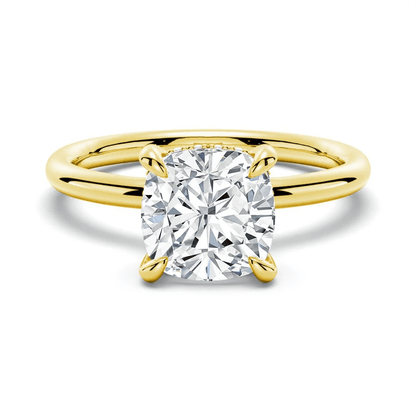 Cushion-Cut Moissanite Solitaire Ring with Hidden Halo - Novelle Vow