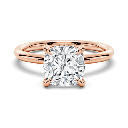 Cushion-Cut Moissanite Solitaire Ring with Hidden Halo - Novelle Vow