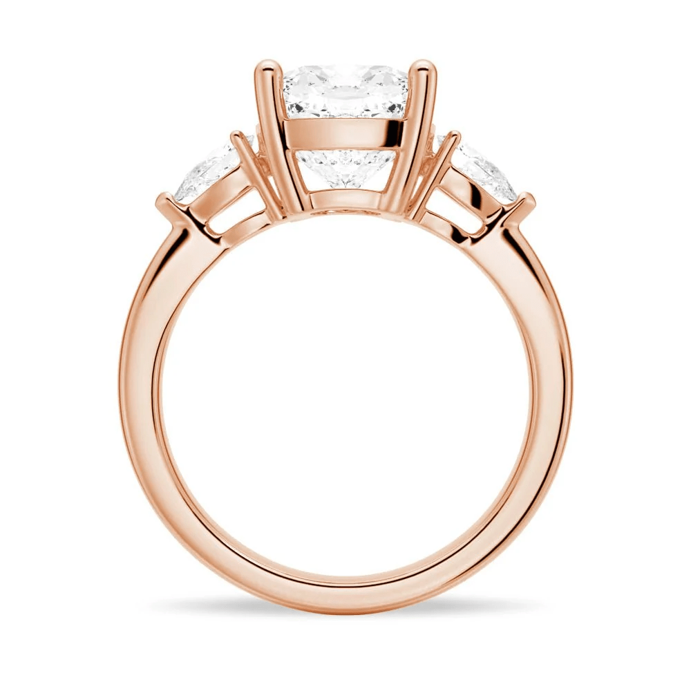 Cushion-Cut Moissanite Three-Stone Engagement Ring - Novelle Vow