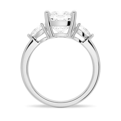 Cushion-Cut Moissanite Three-Stone Engagement Ring - Novelle Vow