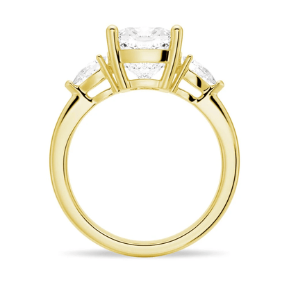 Cushion-Cut Moissanite Three-Stone Engagement Ring - Novelle Vow