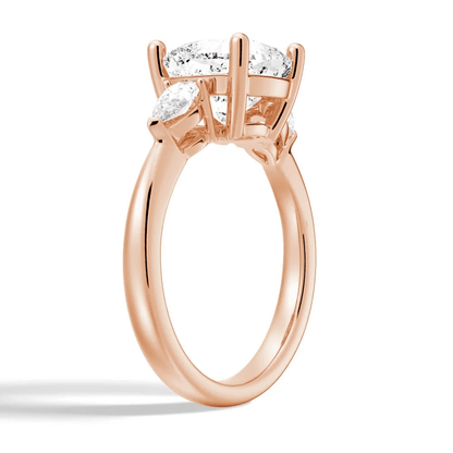 Cushion-Cut Moissanite Three-Stone Engagement Ring - Novelle Vow