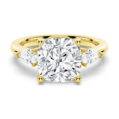 Cushion-Cut Moissanite Three-Stone Engagement Ring - Novelle Vow